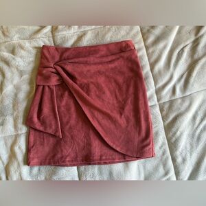 Altar'd State Terracota Faux Suede Mini Twist Skirt